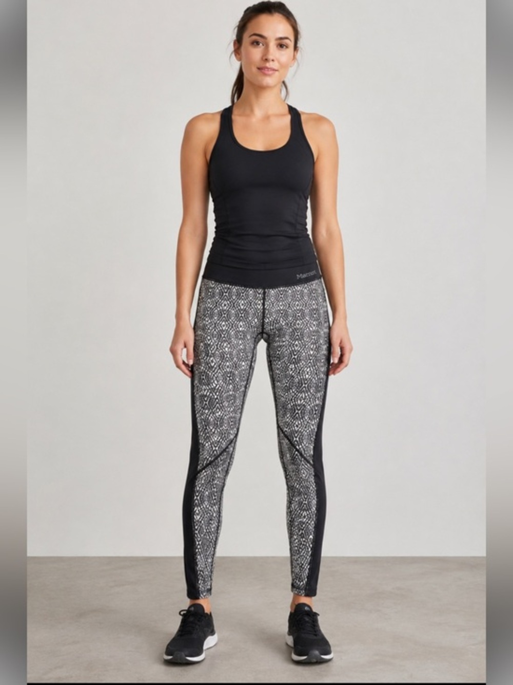 Marmot XS Black White Geometric Print Running Hiking Leggings